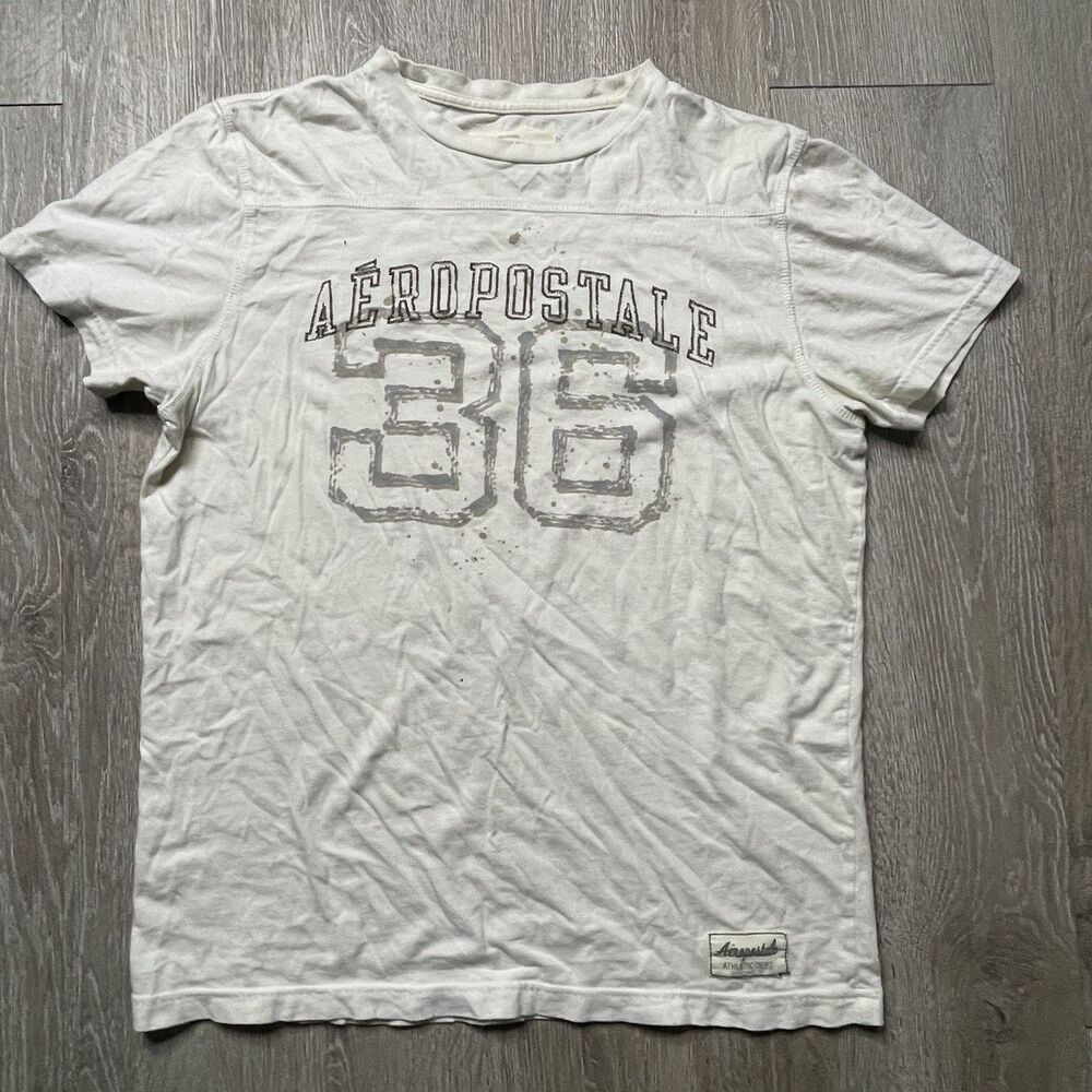 Aeropostale Spell out Y2K Vintage T-Shirt Tan Men's Size Large